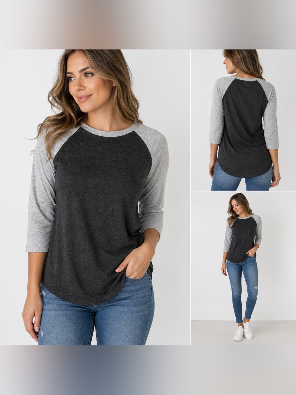 LulaRoe Gray and Black Raglan Sleeve Shirt Size Small